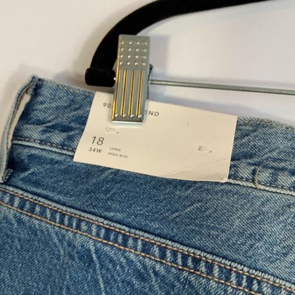 American Eagle Blue Distressed 90’s Boyfriend Jeans Long High Rise NWT - Picture 10 of 13